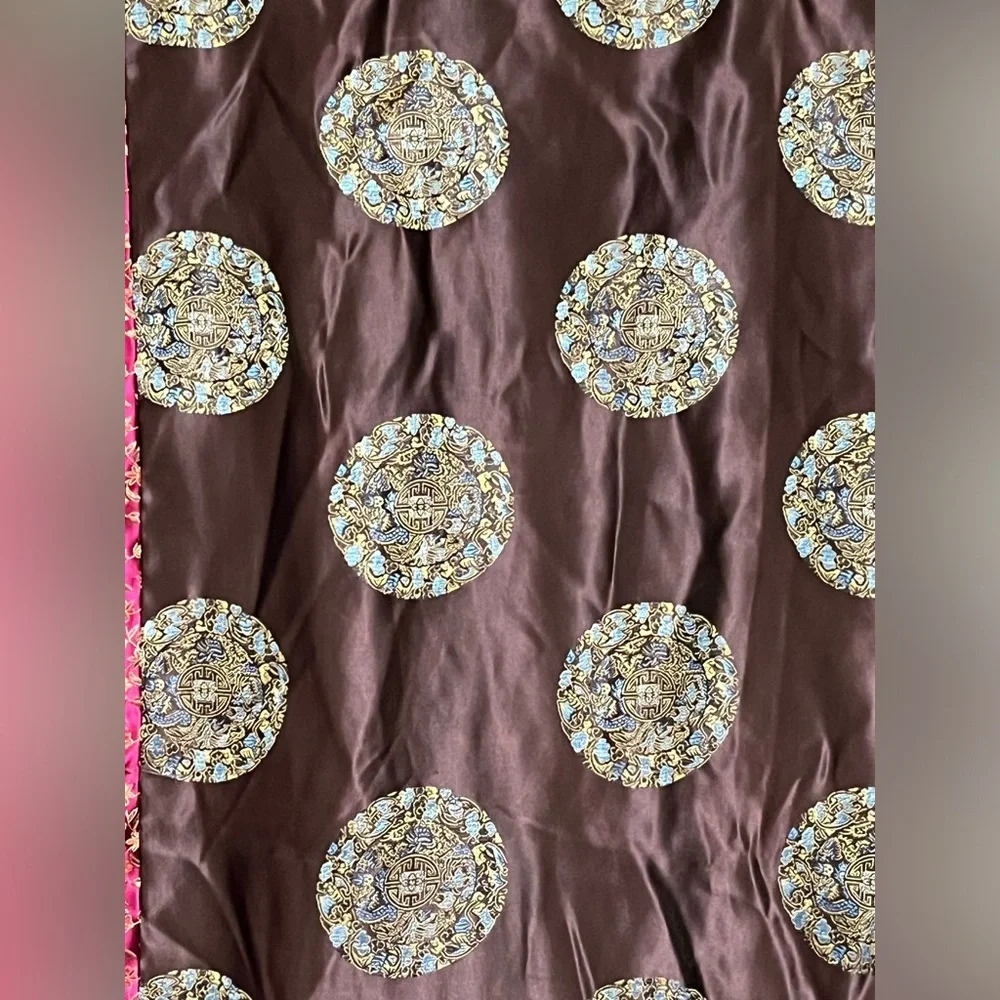 VERATEX SHOWER CURTAIN ASIAN MOTIFS PATCHWORK FLORAL AND BUTTERFLY PRINT: